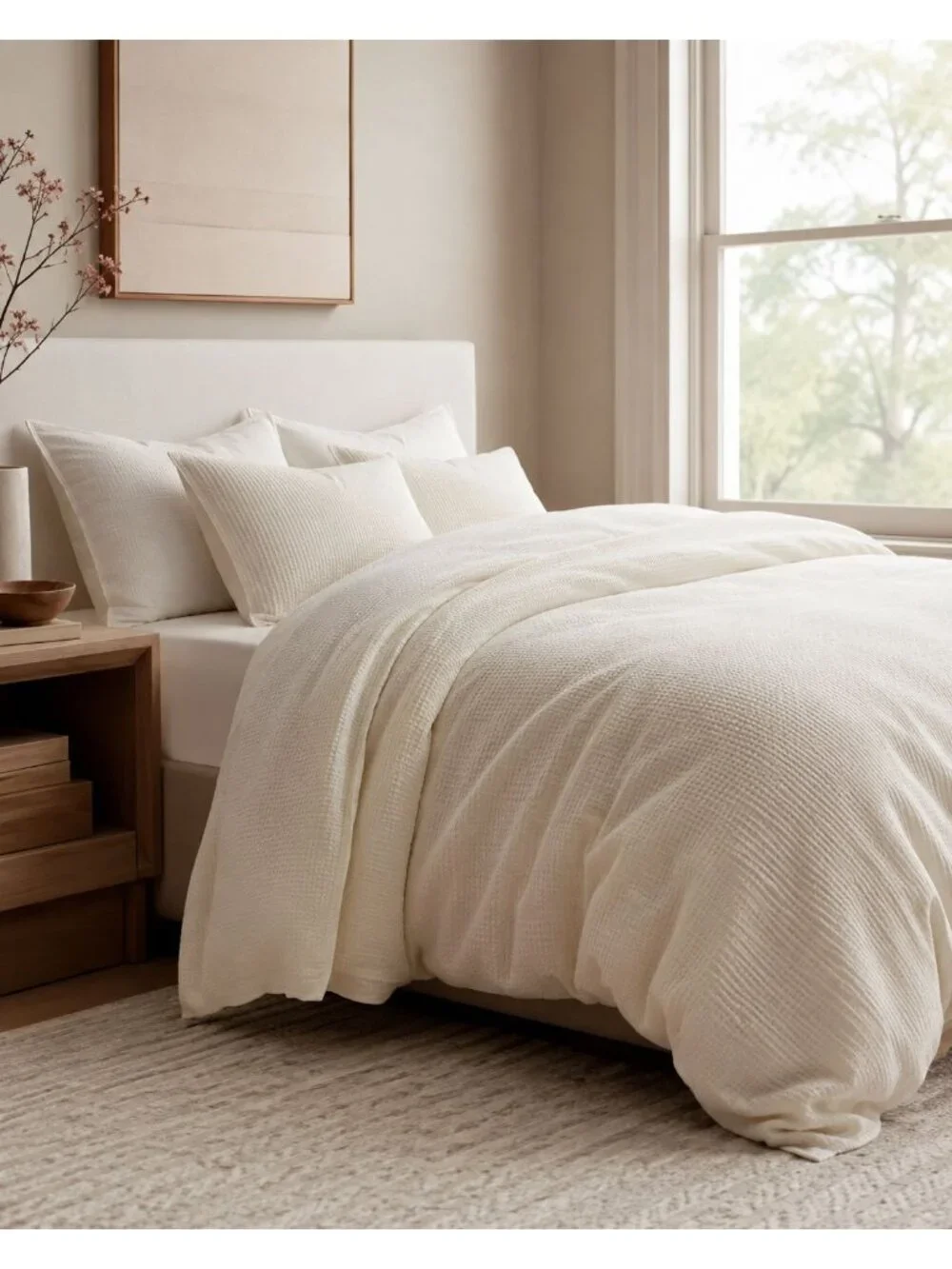 S25 | Quince Organic Luxe Honeycomb Duvet Cover King Cal King Undyed NWT